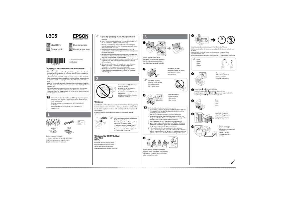 Guide utilisation  EPSON L805  de la marque EPSON