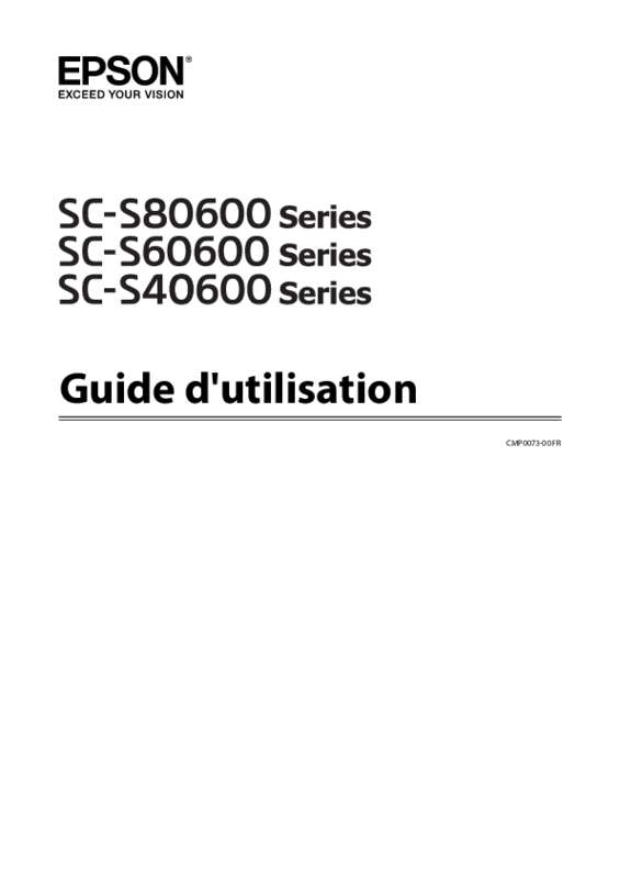 Guide utilisation  EPSON SURECOLOR SC-S80610  de la marque EPSON
