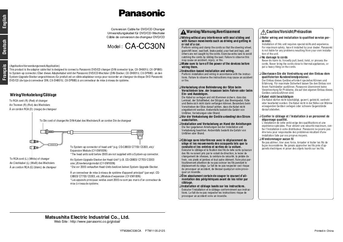 Guide utilisation PANASONIC CA-CC30N  de la marque PANASONIC