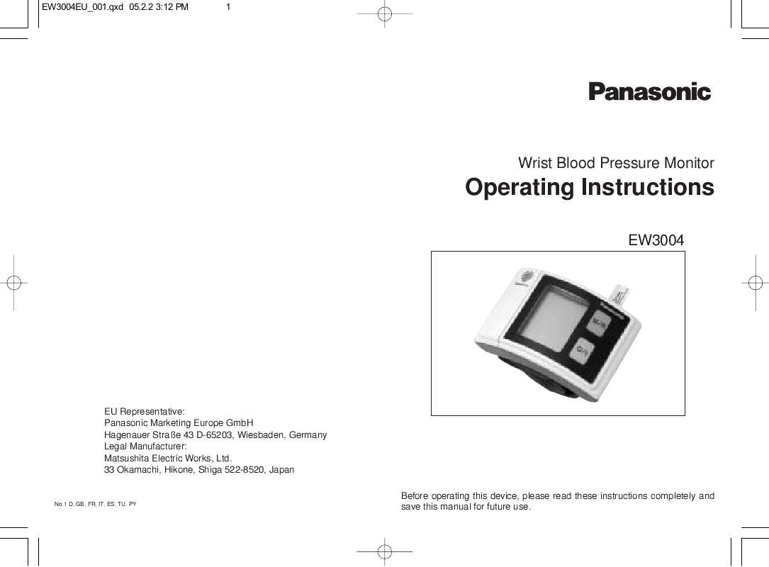 Guide utilisation PANASONIC EW3004E2  de la marque PANASONIC