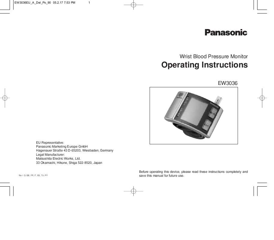 Guide utilisation PANASONIC EW3036E2  de la marque PANASONIC