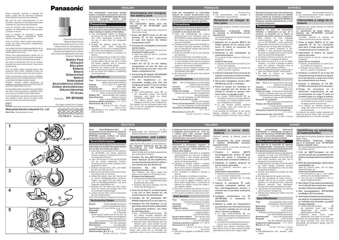 Guide utilisation PANASONIC RP-BP6000  de la marque PANASONIC