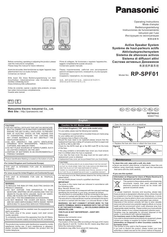 Guide utilisation PANASONIC RP-SPF01  de la marque PANASONIC