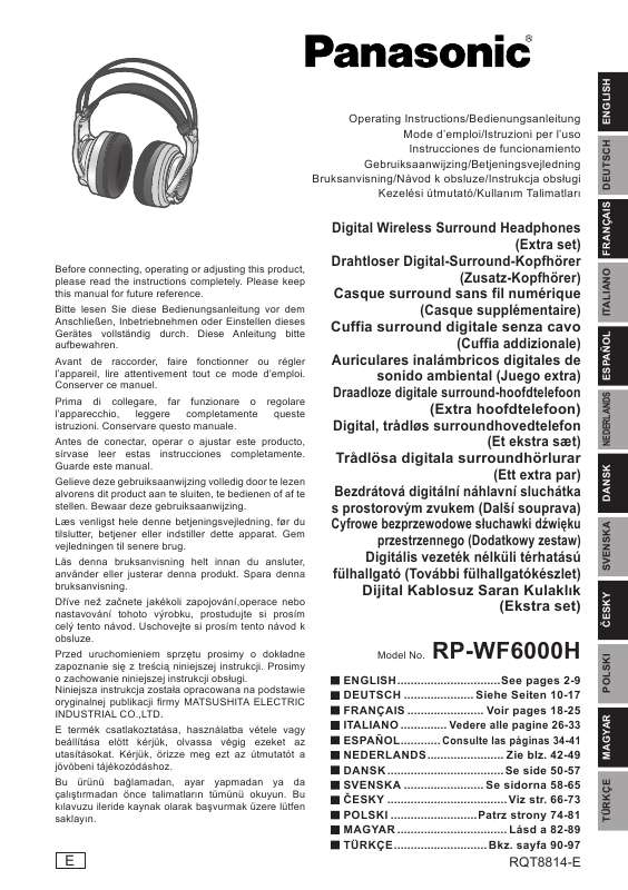 Guide utilisation PANASONIC RP-WF6000H  de la marque PANASONIC