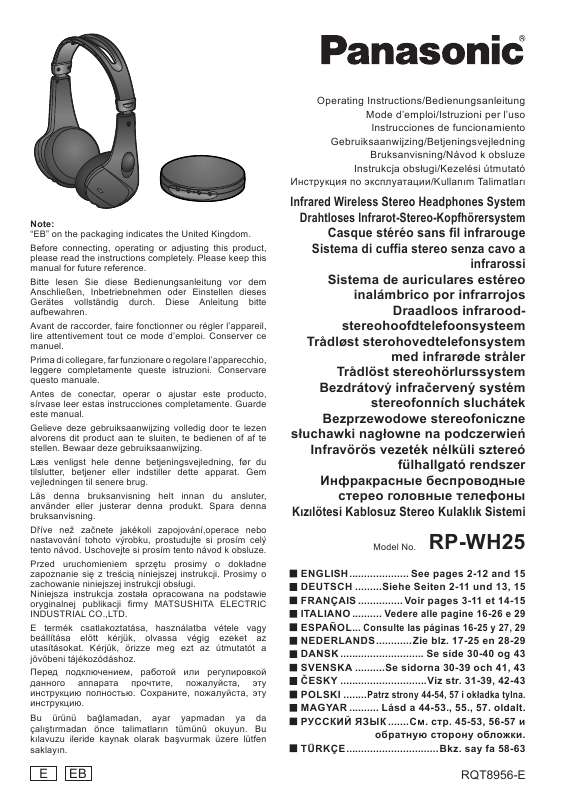 Guide utilisation PANASONIC RP-WH25  de la marque PANASONIC