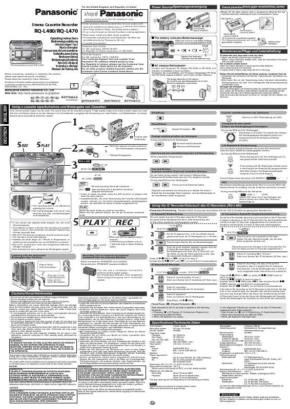 Guide utilisation PANASONIC RQ-L470  de la marque PANASONIC