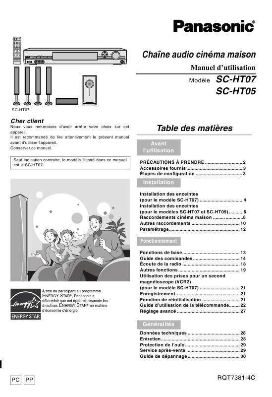 Guide utilisation PANASONIC SC-HT05  de la marque PANASONIC