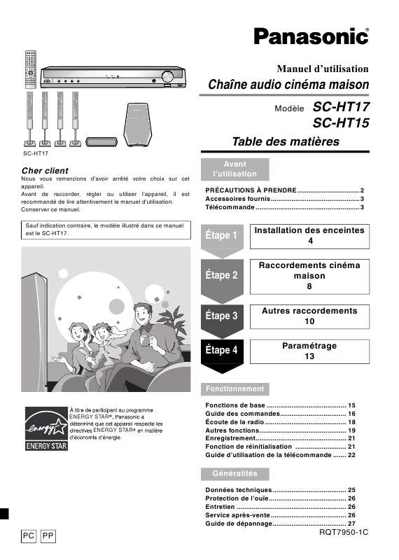Guide utilisation PANASONIC SC-HT15  de la marque PANASONIC