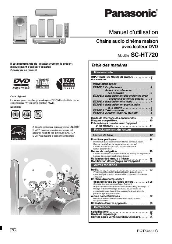 Guide utilisation PANASONIC SC-HT720  de la marque PANASONIC