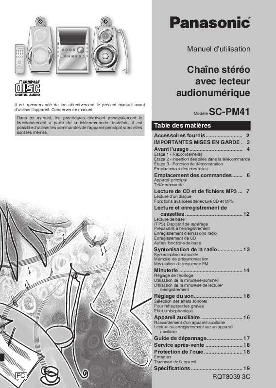 Guide utilisation PANASONIC SC-PM41  de la marque PANASONIC
