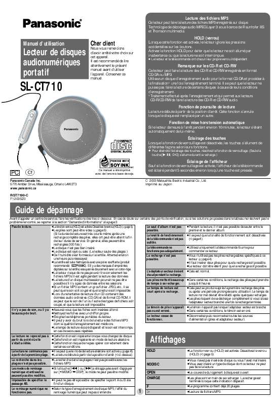 Guide utilisation PANASONIC SL-CT710  de la marque PANASONIC