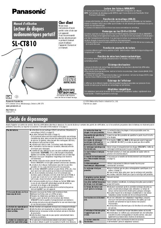 Guide utilisation PANASONIC SL-CT810  de la marque PANASONIC