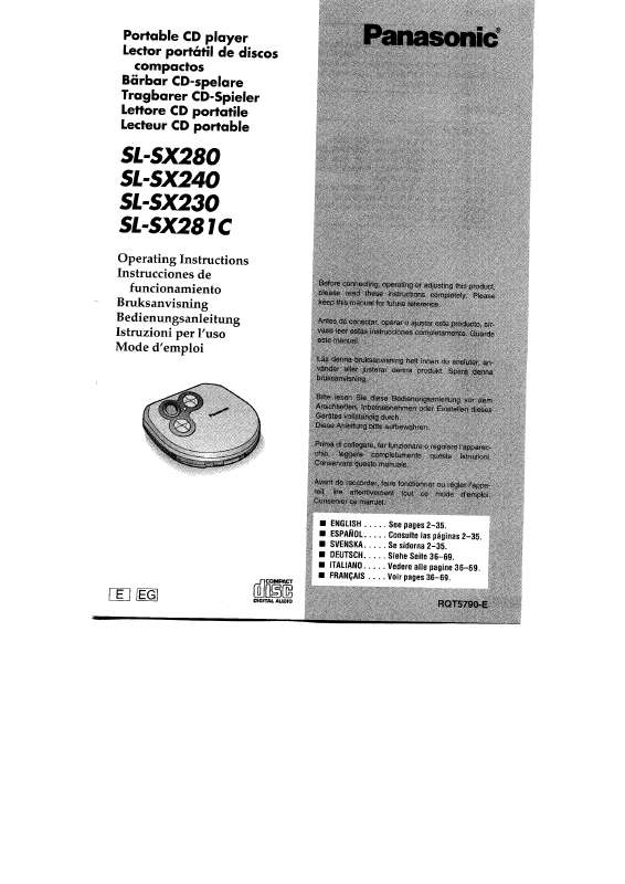 Guide utilisation PANASONIC SL-SX230  de la marque PANASONIC