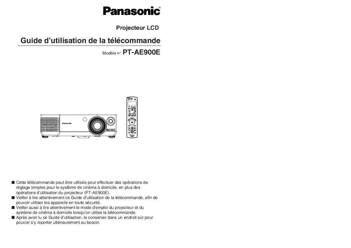 Guide utilisation PANASONIC PT-AE900E  de la marque PANASONIC