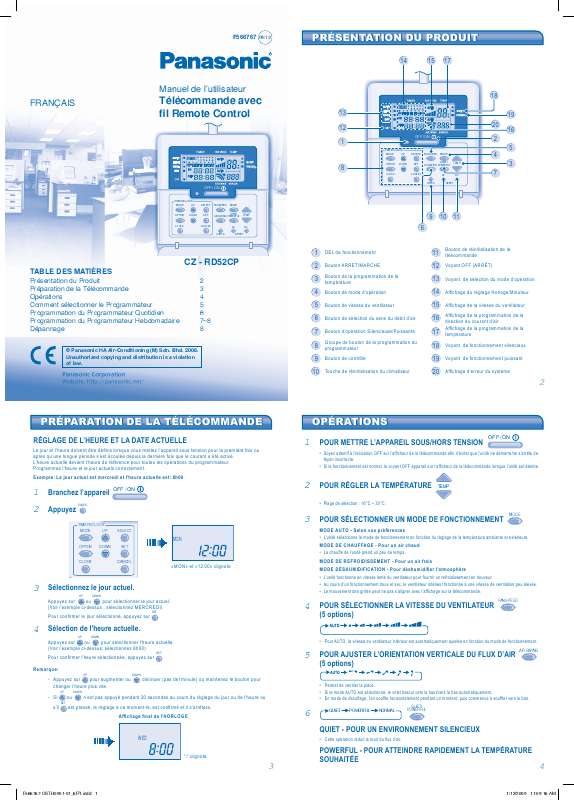 Guide utilisation  PANASONIC CZRD52CP  de la marque PANASONIC