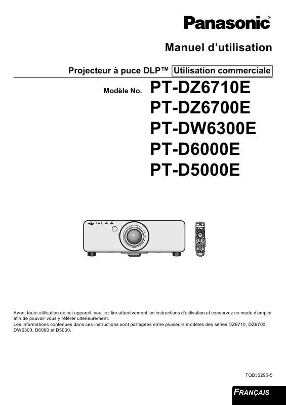 Guide utilisation PANASONIC PT-D5000E  de la marque PANASONIC