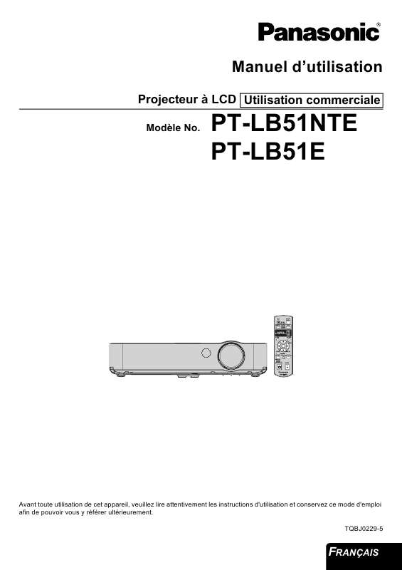 Guide utilisation PANASONIC PT-LB51E  de la marque PANASONIC