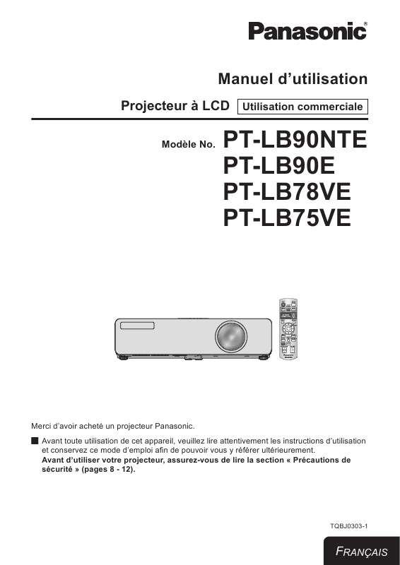 Guide utilisation PANASONIC PT-LB78VE  de la marque PANASONIC