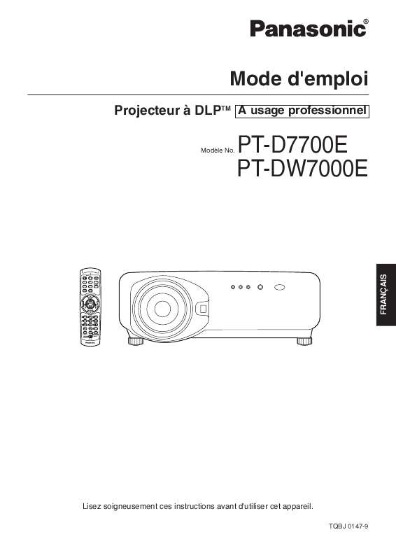 Guide utilisation PANASONIC PT-_DW7700E  de la marque PANASONIC