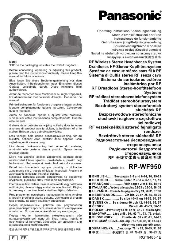 Guide utilisation PANASONIC RP-WF950  de la marque PANASONIC