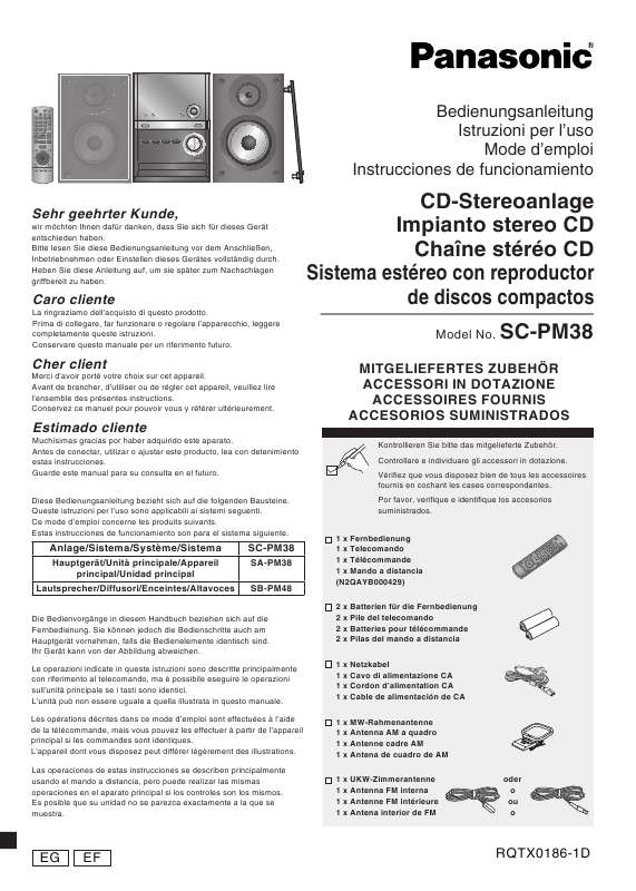 Guide utilisation PANASONIC SC-PM38  de la marque PANASONIC