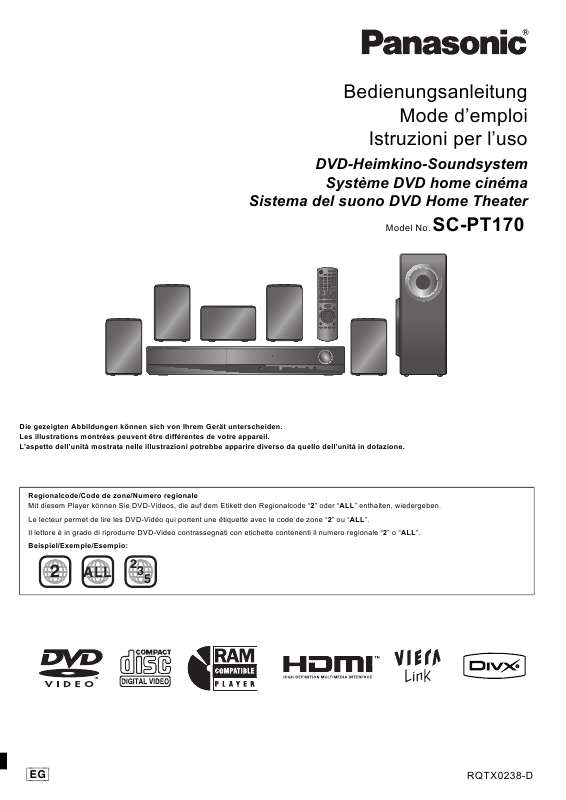 Guide utilisation PANASONIC SC-PT170  de la marque PANASONIC