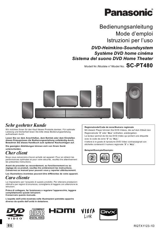 Guide utilisation PANASONIC SC-PT480  de la marque PANASONIC