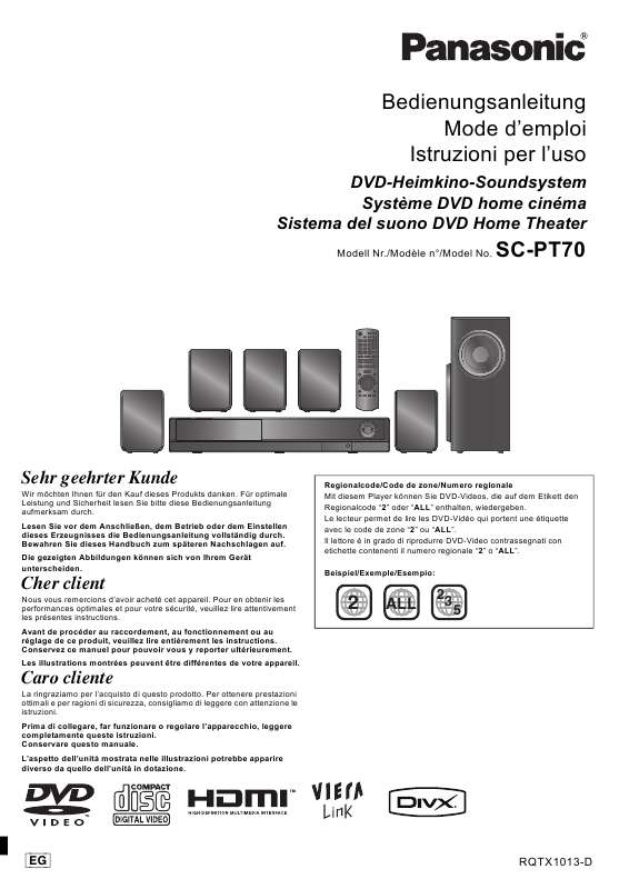 Guide utilisation PANASONIC SC-PT70  de la marque PANASONIC