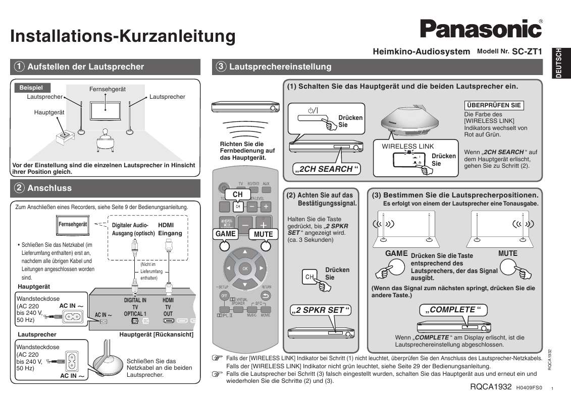 Guide utilisation PANASONIC SC-ZT1  de la marque PANASONIC