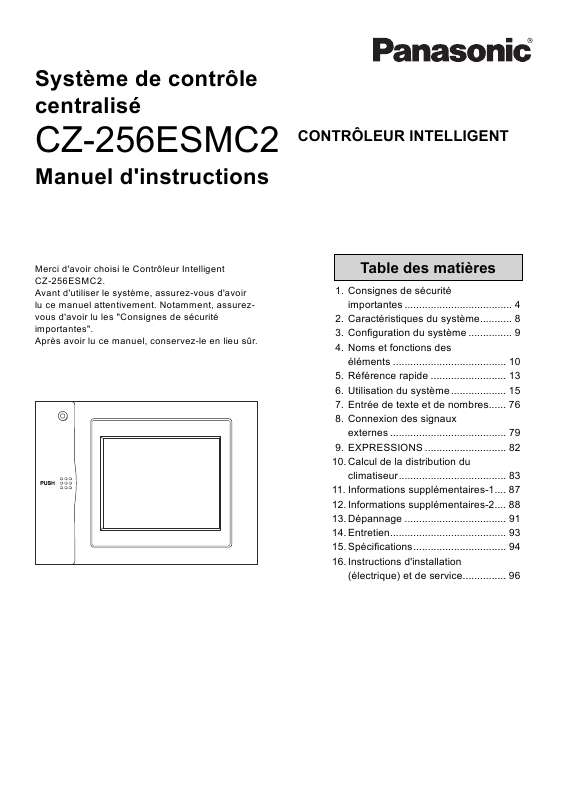Guide utilisation PANASONIC CZ-256ESMC2  de la marque PANASONIC
