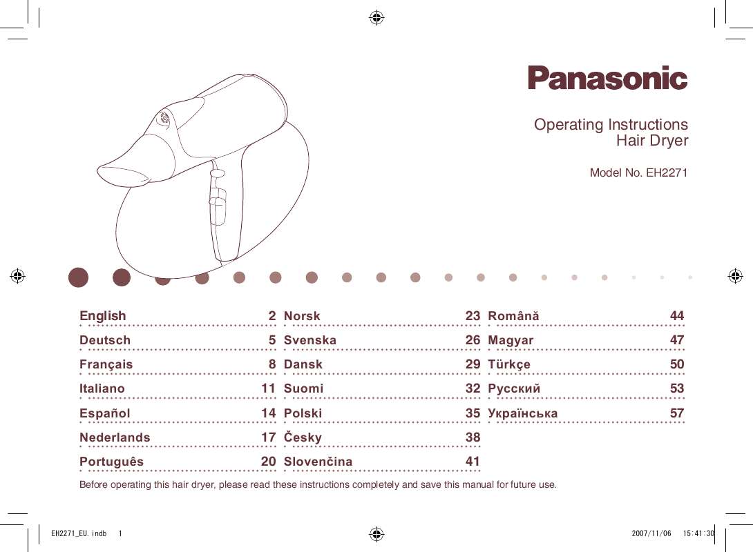 Guide utilisation PANASONIC EH2271  de la marque PANASONIC