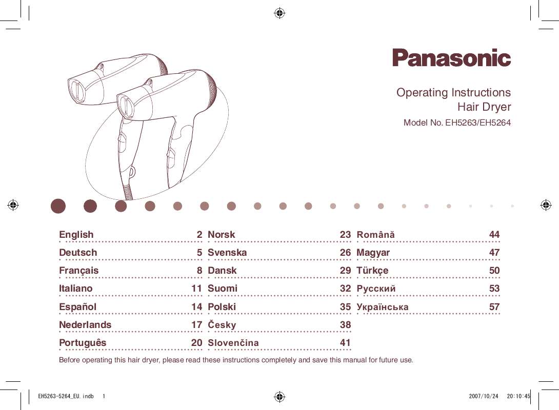 Guide utilisation PANASONIC EH5263  de la marque PANASONIC
