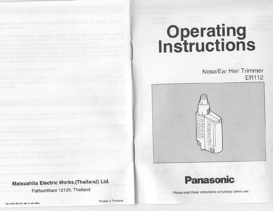 Guide utilisation  PANASONIC ER112  de la marque PANASONIC
