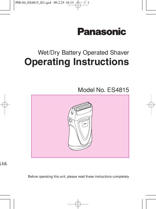 Guide utilisation  PANASONIC ES4815  de la marque PANASONIC