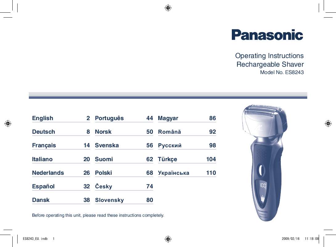 Guide utilisation PANASONIC ES8243  de la marque PANASONIC