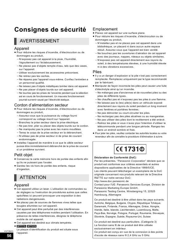 Guide utilisation PANASONIC SC-BTT270EG  de la marque PANASONIC