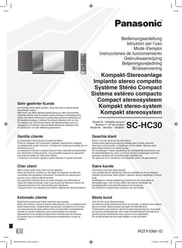 Guide utilisation PANASONIC SC-HC30  de la marque PANASONIC