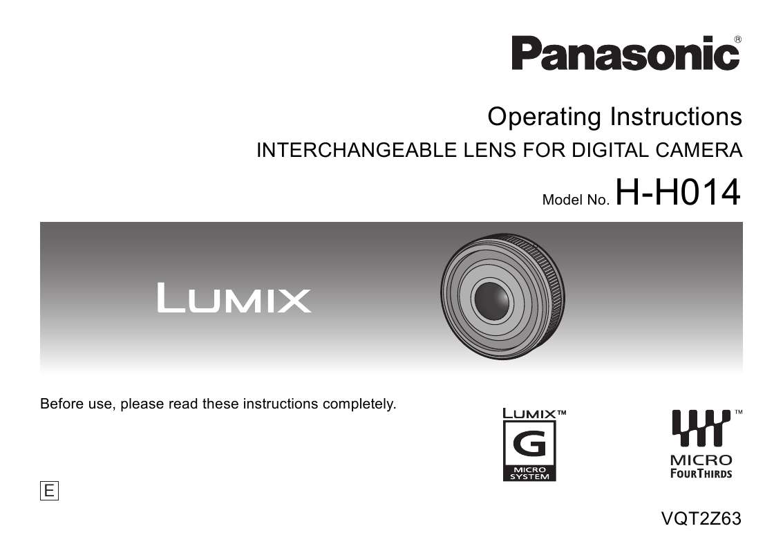 Guide utilisation  PANASONIC H-H014E  de la marque PANASONIC