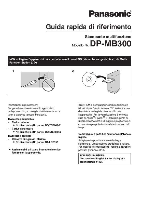 Guide utilisation  PANASONIC DPMB300JT  de la marque PANASONIC