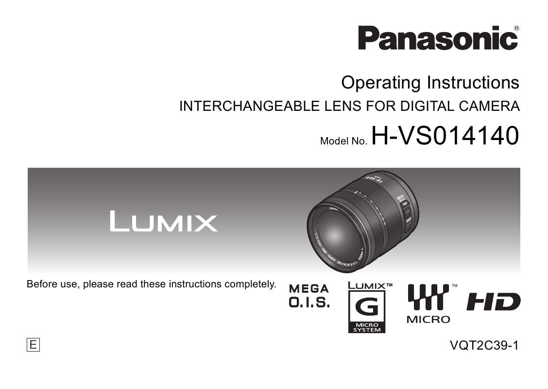 Guide utilisation  PANASONIC H-VS014140E  de la marque PANASONIC