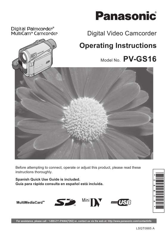 Guide utilisation  PANASONIC PVGS16  de la marque PANASONIC