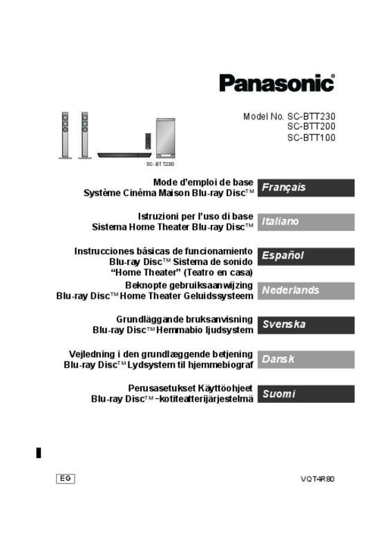 Guide utilisation PANASONIC SCBTT230EG  de la marque PANASONIC