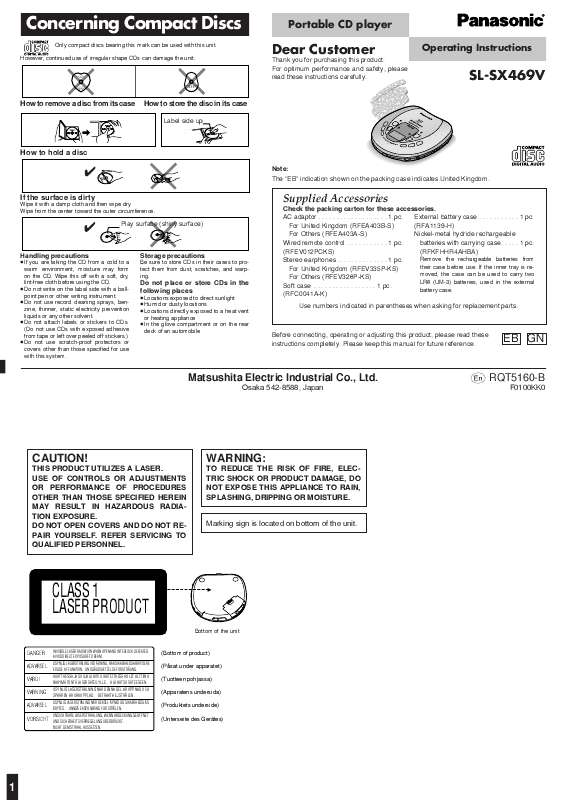 Guide utilisation  PANASONIC SLSX469  de la marque PANASONIC