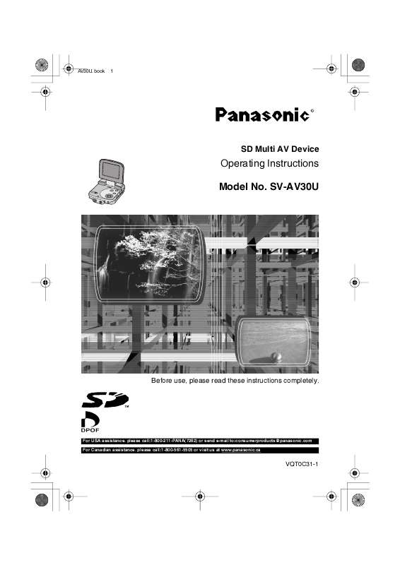 Guide utilisation PANASONIC SVAV30U  de la marque PANASONIC