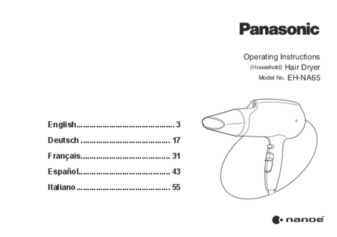 Guide utilisation PANASONIC EH-NA65  de la marque PANASONIC