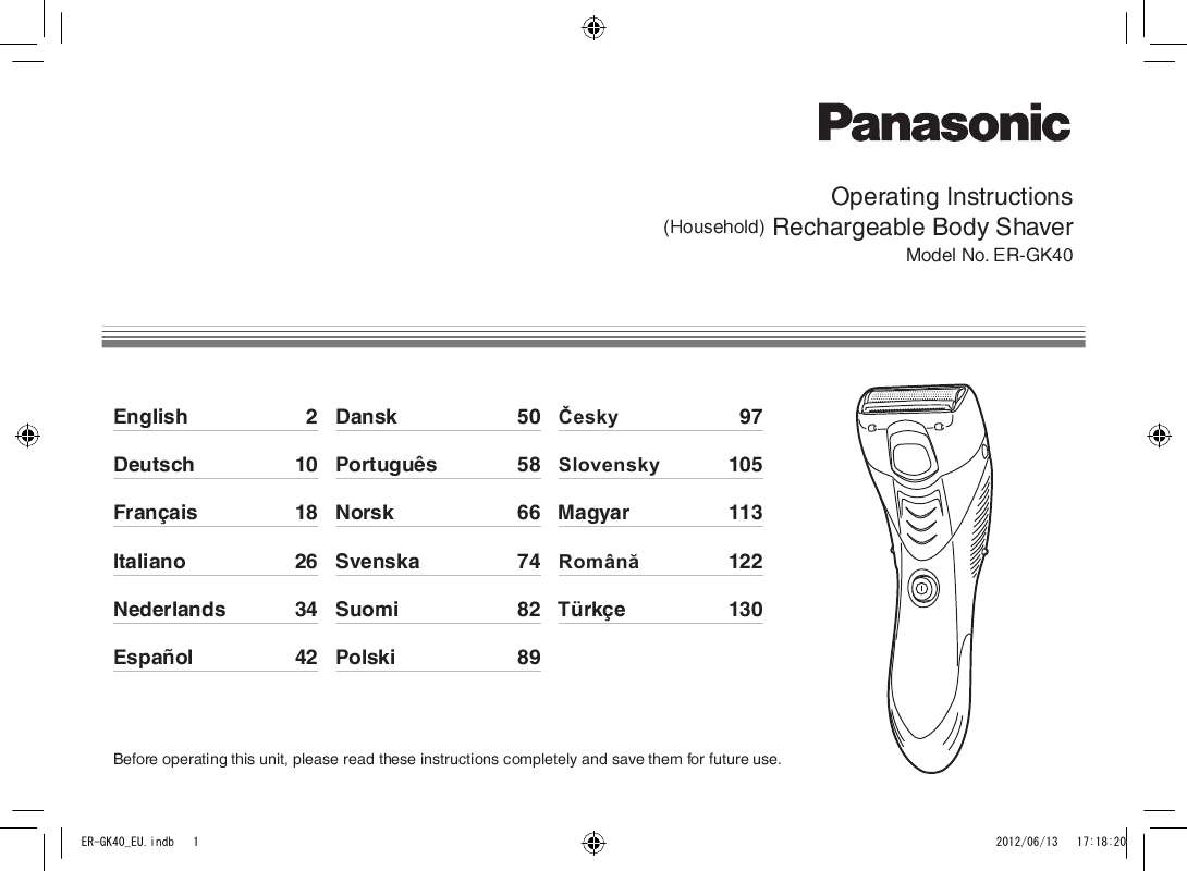 Guide utilisation PANASONIC ER-GK40  de la marque PANASONIC