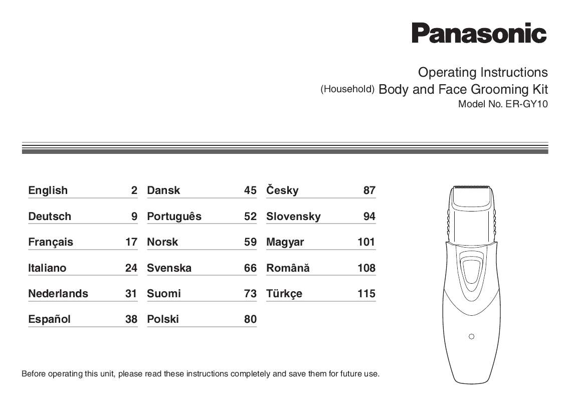 Guide utilisation PANASONIC ER-GY10  de la marque PANASONIC