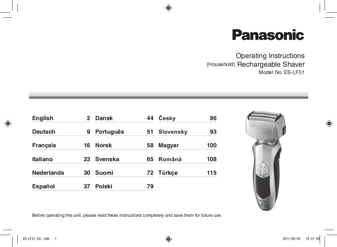 Guide utilisation PANASONIC ES-LF51  de la marque PANASONIC