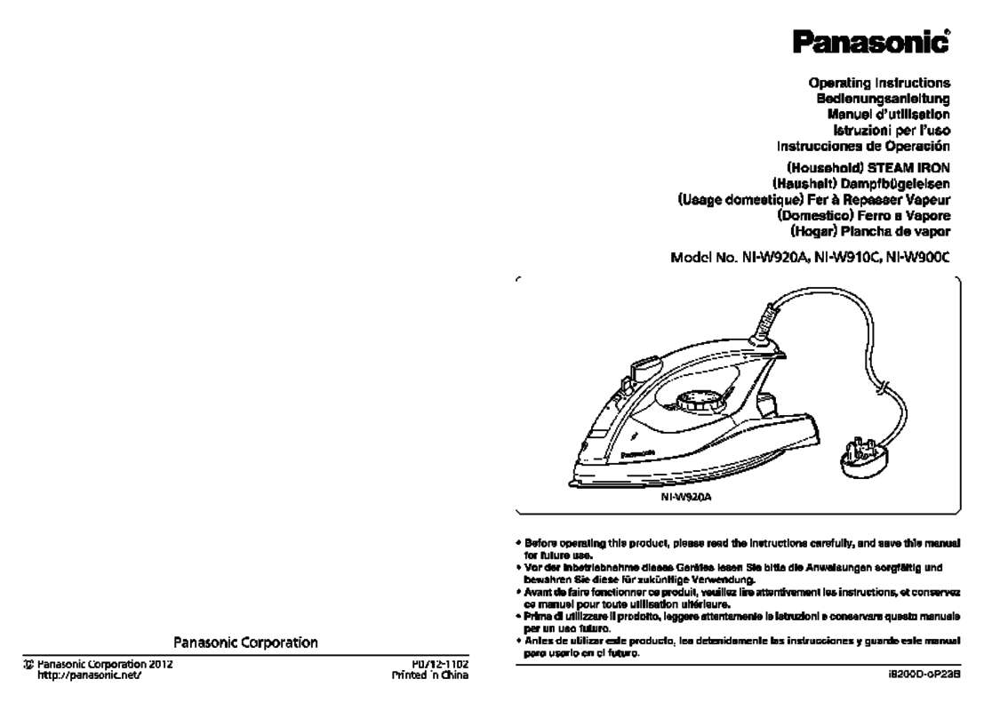 Guide utilisation PANASONIC NI-W920  de la marque PANASONIC