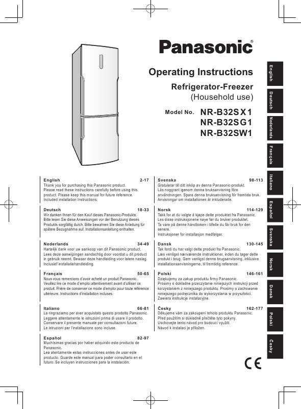 Guide utilisation PANASONIC NR-B32SW1 de la marque PANASONIC